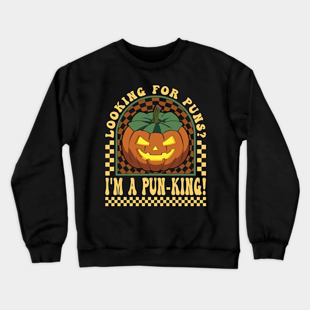 Halloween Jack O Lantern I'm A Pun-king Crewneck Sweatshirt by JaussZ